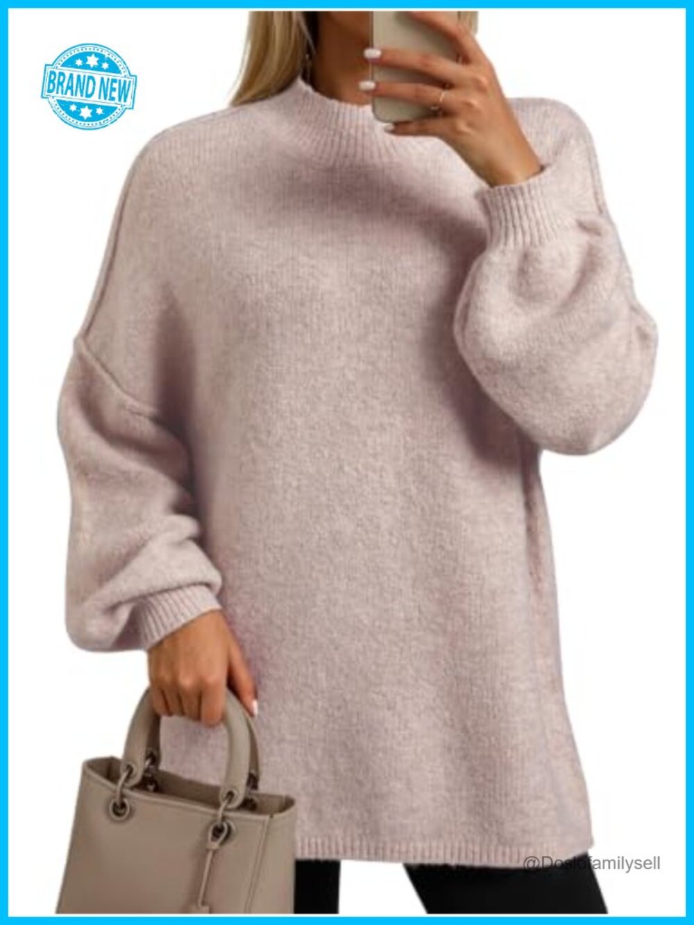Womens Oversized Chunky Knit Sweater Batwing Long Sleeve Mock Neck Pullover
